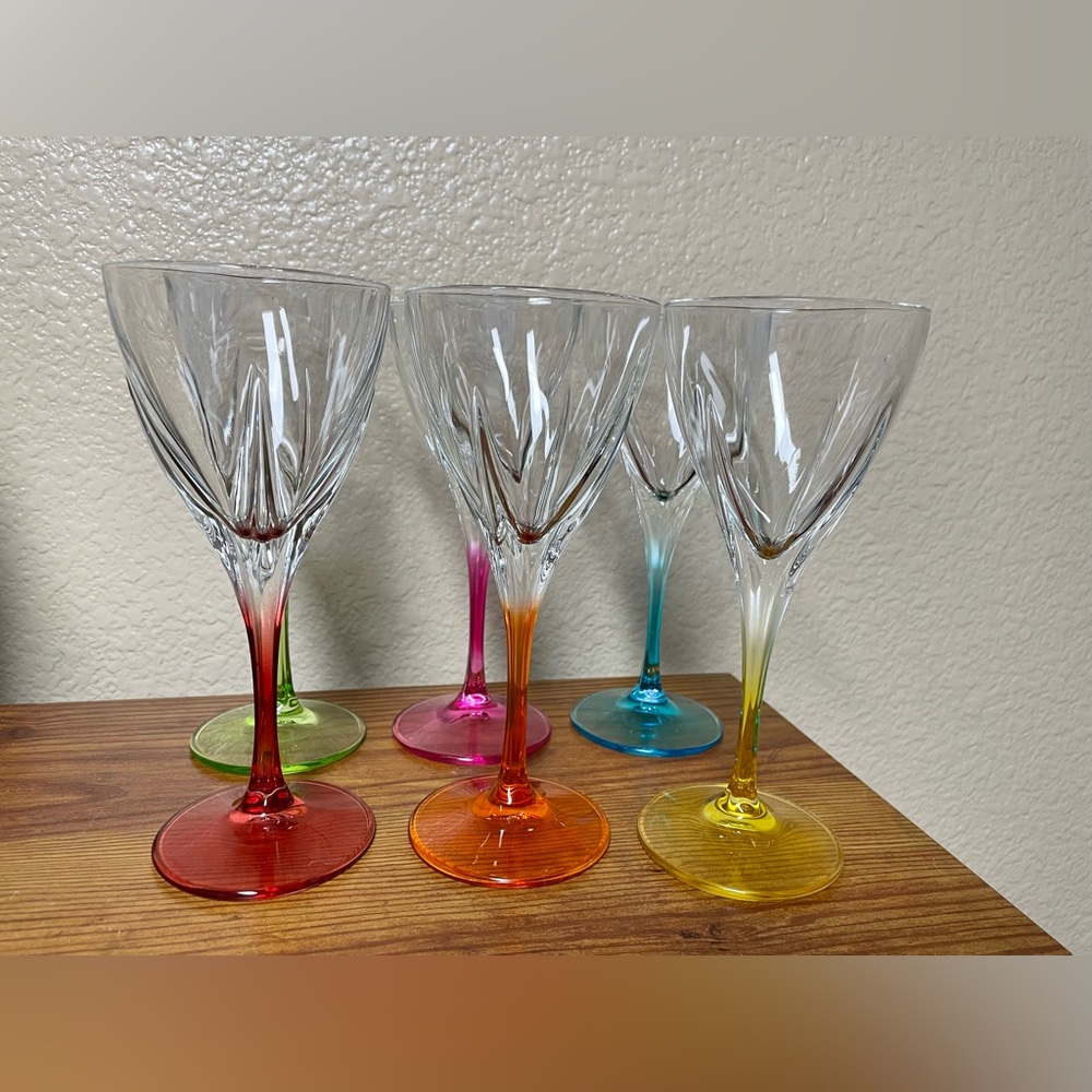Multicolored Wine, Water Goblet 8 OZ, 7” Tall